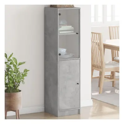 vidaXL Highboard se skleněnými dvířky betonově šedý 35 x 37 x 142 cm