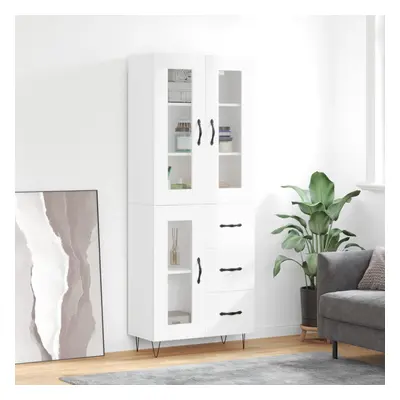 vidaXL Skříň highboard lesklá bílá 69,5 x 34 x 180 cm kompozitní dřevo