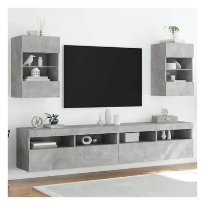 vidaXL Nástěnné TV skříňky s LED 2 ks betonově šedé 40 x 30 x 60,5 cm