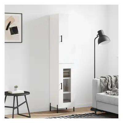 vidaXL Skříň highboard bílá s vysokým leskem 34,5x34x180 cm kompozit