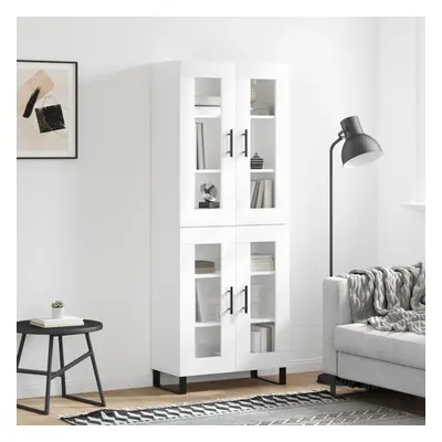 vidaXL Skříň highboard lesklá bílá 69,5 x 34 x 180 cm kompozitní dřevo