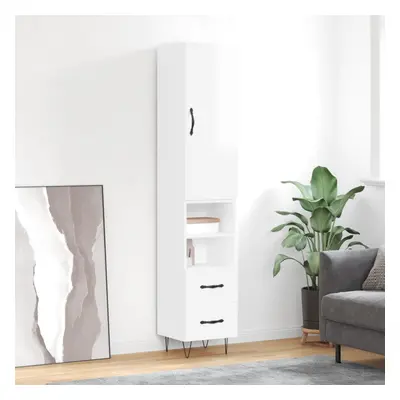 vidaXL Skříň highboard bílá s vysokým leskem 34,5x34x180 cm kompozit