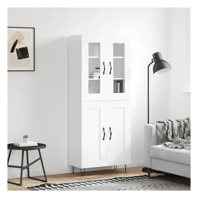 vidaXL Skříň highboard lesklá bílá 69,5 x 34 x 180 cm kompozitní dřevo