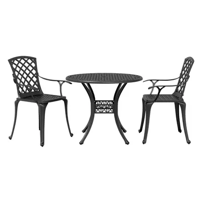 vidaXL 3dílný bistro set černý litý hliník