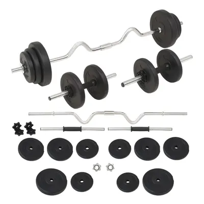 vidaXL Sada činek barbell a dumbbell 30 kg