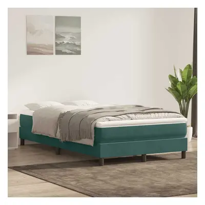 vidaXL Box spring postel s matrací tmavě zelená 120x220 cm samet