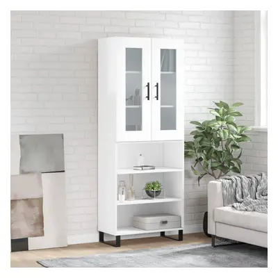 vidaXL Skříň highboard lesklá bílá 69,5 x 34 x 180 cm kompozitní dřevo