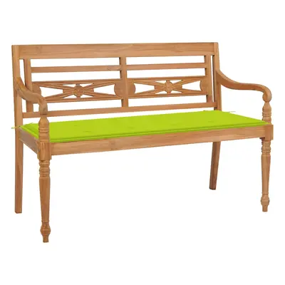 vidaXL Lavice Batavia s jasně zelenou poduškou 120 cm masivní teak