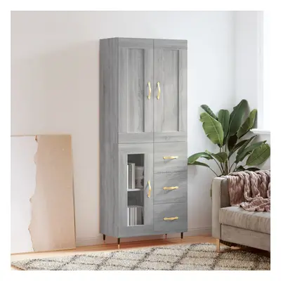 vidaXL Skříň highboard šedá sonoma 69,5 x 34 x 180 cm kompozitní dřevo