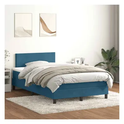 vidaXL Box spring postel s matrací tmavě modrá 120x220 cm samet