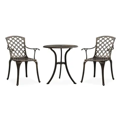 vidaXL 3dílný bistro set litý hliník bronzový