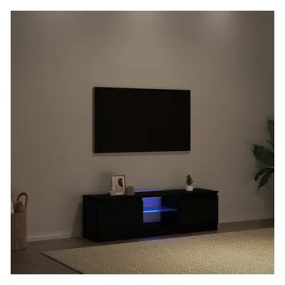 vidaXL TV stolek s LED černý dub 120 x 30 x 36 cm kompozitní dřevo