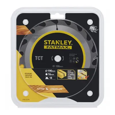 Pilový kotouč TCT/HM brousitelný pro podélné řezy 190 x 16 mm, 18 zubů Stanley STA15370 STA15370