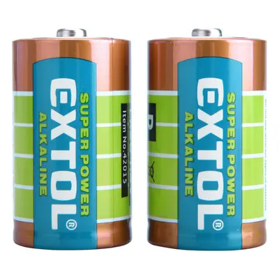 EXTOL ENERGY Baterie alkalické, 2ks, 1,5V D (LR20) 42015