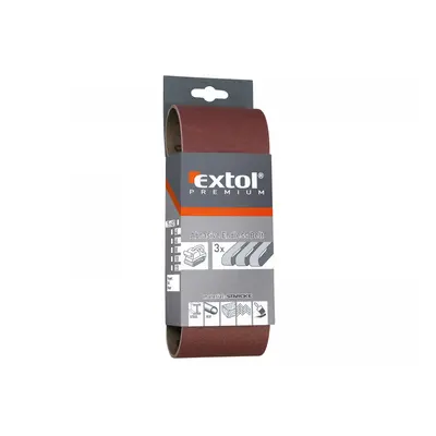 EXTOL PREMIUM Plátno brusné nekonečný pás 75x457mm, zr. P80 - 3 ks 8803508