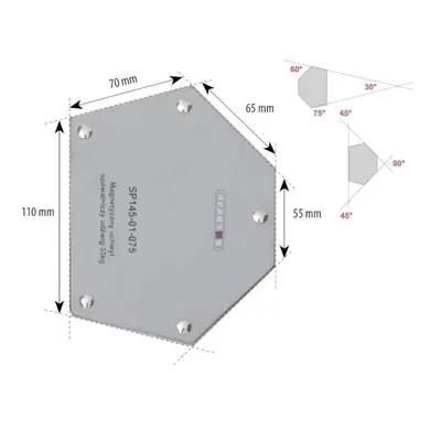 Spartus Úhlový magnet 33kg, 6-úhelník SP145-01-075