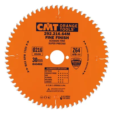 CMT Orange Tools CMT Orange Pilový kotouč pro elektronářadí, finální řez - D216x2,8 d30 Z80 HW -