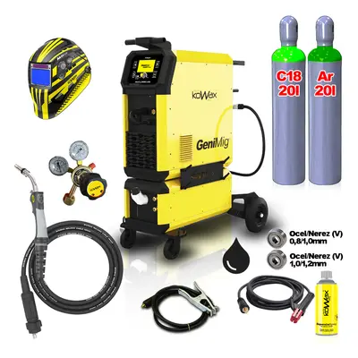 KOWAX GeniMig355DP LCD5 + Vodní chlazení + Kukla + Hořák + Láhev Co2 + Láhev Argon KWXSTGM355DP_