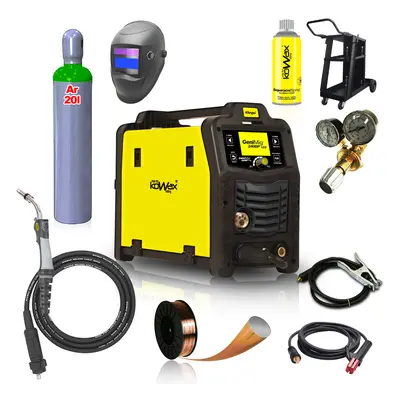 KOWAX GeniMig240DP LCD SET + Hořák + Kukla + Ventil + Podvozek + Argon Láhev + Sprej + 5kg Drát 