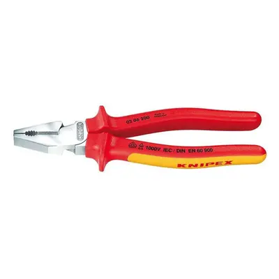 Silové kombinované kleště 200 mm - VDE 1000V. KNIPEX 02 06 200 - chromováno, vícesložkové návlek