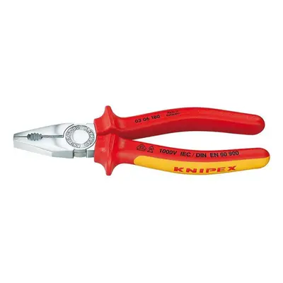 Kombinované kleště 200 mm. KNIPEX 03 06 200 - 1000V. Chromováno, vícesložkové návleky VDE 03 06 