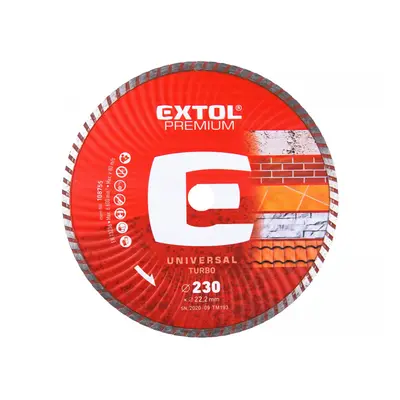 EXTOL PREMIUM Kotouč diamantový řezný turbo, 230x22,2mm, suché i mokré řezání 108755