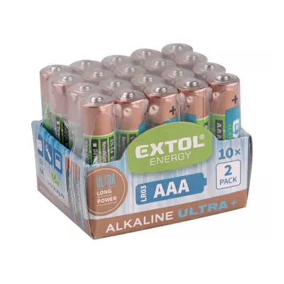 EXTOL LIGHT Baterie alkalické ULTRA +, 1,5V AA (LR6) - 20 ks 42013