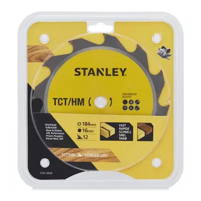 Pilový kotouč TCT/HM pro podélné řezy 184 x 16 mm, 12 zubů Stanley STA13020 STA13020