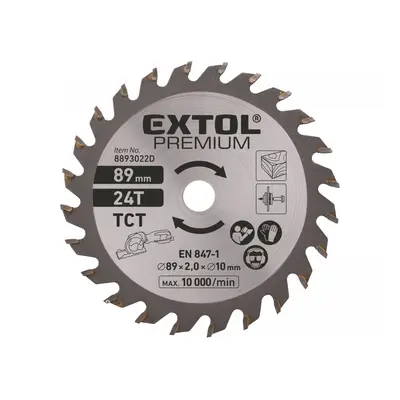 EXTOL PREMIUM Kotouč pilový s SK plátky, ∅89x1,0x10mm, 24T 8893022D