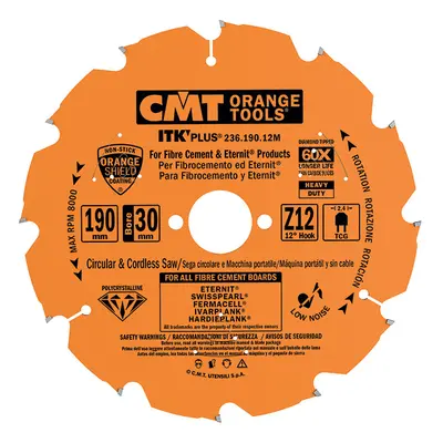 CMT Orange Tools CMT ITK Diamantový pilový kotouč na cementotřískové desky - D216x2,2 d30 Z14 C2