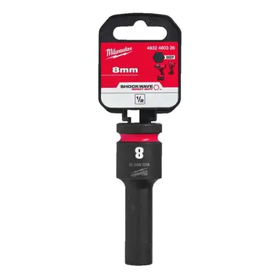 Nástrčná hlavice 1/2" Milwaukee Shockwave™ Impact Duty 8 mm, rázová, prodloužená 4932480326