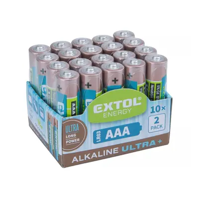 EXTOL LIGHT Baterie alkalické ULTRA +, 1,5V AAA (LR03) - 20 ks 42012