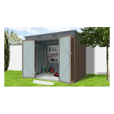 Riwall PRO RMSP 6x8 Brown zahradní domek kovový 2,4 x 1,8 m s pultovou střechou hnědý SM-F68K-H1