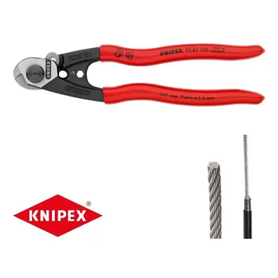 Nůžky na dráty a drátěná lana 190 mm KNIPEX 95 61 190 - leštěná hlava, plastové návleky 95 61 19