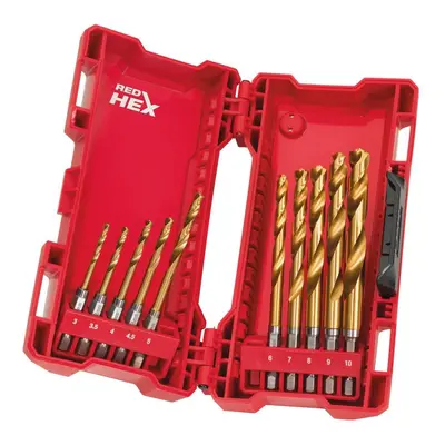 Vrtáky do kovu Milwaukee Shockwave HSS-G TiN Red Hex 10 ks (3 ÷ 10 mm) 48894759