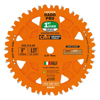 CMT Orange Tools CMT Sada drážkovacích kotoučů DADO PRO - D203x6,2-20 d15,87 Z12 HW C23031208