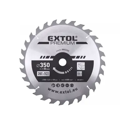 EXTOL PREMIUM Kotouč pilový s SK plátky 350x2,5x30mm, 28T 8803250