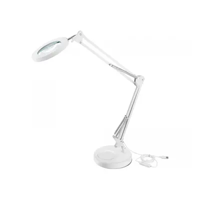 Lampa stolní s lupou EXTOL LIGHT, USB napájení, bílá, 2400lm, 3 barvy světla, 5x zvětšení 43161