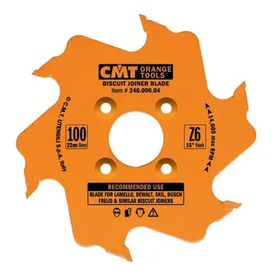 CMT Orange Tools CMT Kotouč lamelovací pro lamelové spoje - D100x3,96 d22 Z6 HW střídavý zub C24