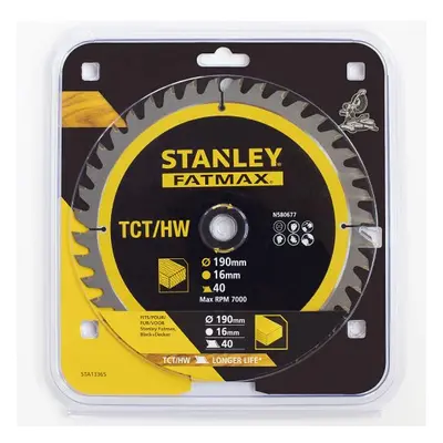 Pilový kotouč TCT/HM pro příčné řezy 190 x 16 x 1 mm, 40 zubů Stanley STA13365 STA13365