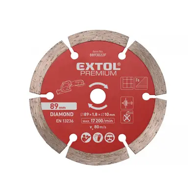 EXTOL PREMIUM Kotouč diamantový, řezný, segmentový, ∅89x1,0x10mm 8893022F