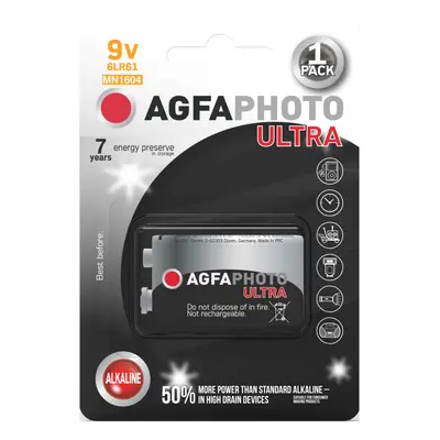 AgfaPhoto Ultra alkalická baterie 9V, blistr 1ks AP-6LR61U-1B