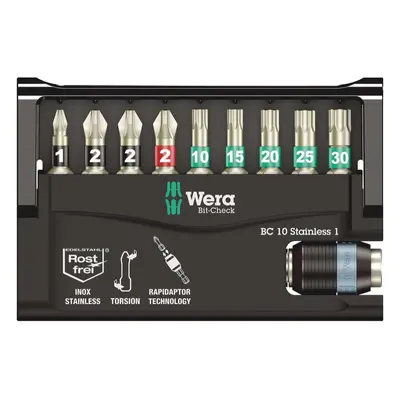 Wera 073630 Nerezové bity 1/4" Bit-Check 10 Stainless 1 SB (Sada 10 dílů) 05073630001