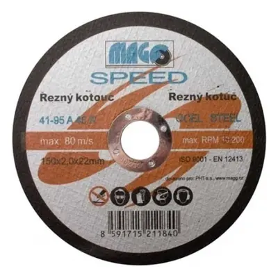 Řezný kotouč na kov 150x2,0x22mm MAGG SPEED RKQS15020220