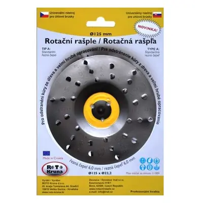 ROTO Kruna Rotační rašple 125x22,2mm - extra hrubá čepel 6,0mm, typ A ROTO1256A