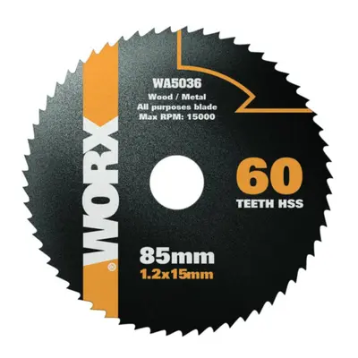 WORX Pilový kotouč na dřevo WA5036 HSS, průměr 85mm, 60 zubů 45905036