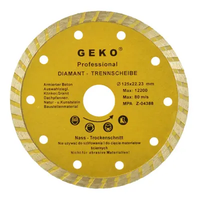 Kotouč diamantový řezný GEKO, TURBO, 125x8x22mm G00261