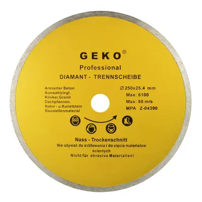 Kotouč diamantový řezný celoobvodový Geko, 250x25,4mm G00248