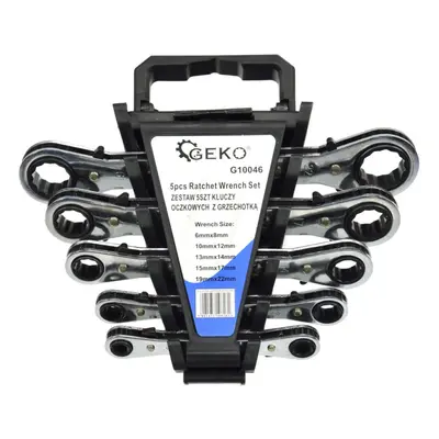 Klíče ráčnové očkové GEKO, sada 5ks, 6-22mm, plast. držák G10046