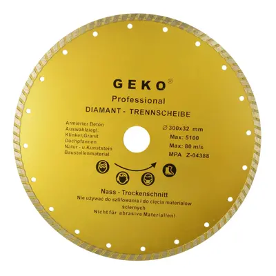 Kotouč diamantový řezný GEKO, TURBO, 300x8x32mm G00265